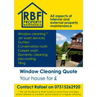 A professional looking logo with a clear photo and space to enter a quote make best use of a small space on this A6 flyer.